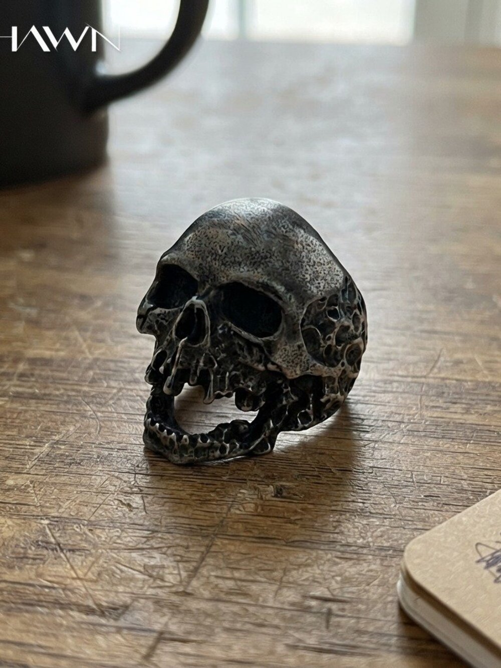 Mens Roaring Open-Jaw Demon Skull Ring